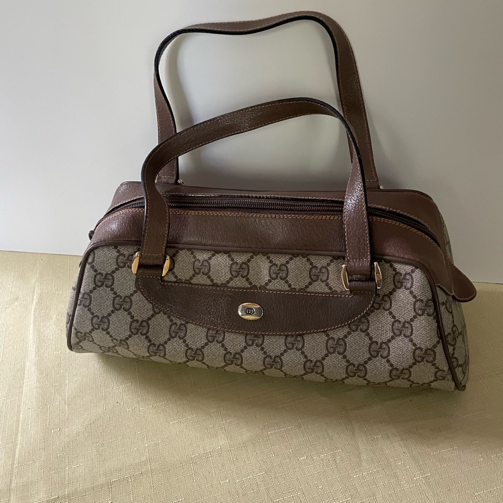 Gucci Brown and Cream Monogram Clutch
